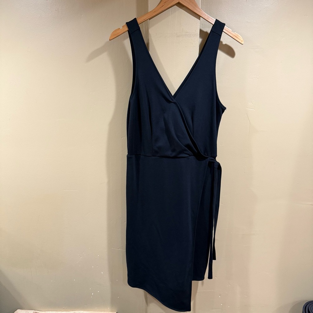 A New Day Black Sleeveless Faux Wrap Dress